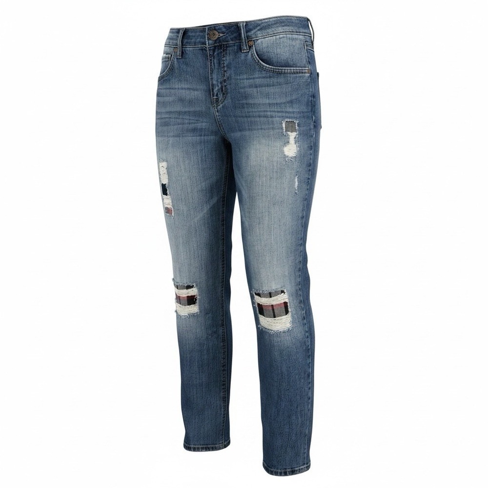 Natural Reflections Distressed Blue Jeans Womens 8 Patched Whimsigoth Straight